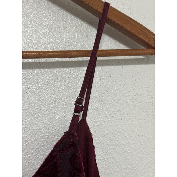Velvet Burnout Eyeshadow Slip Dress L Burgundy Wine Whimsigoth Witchy Dark Fairy - Picture 6 of 12